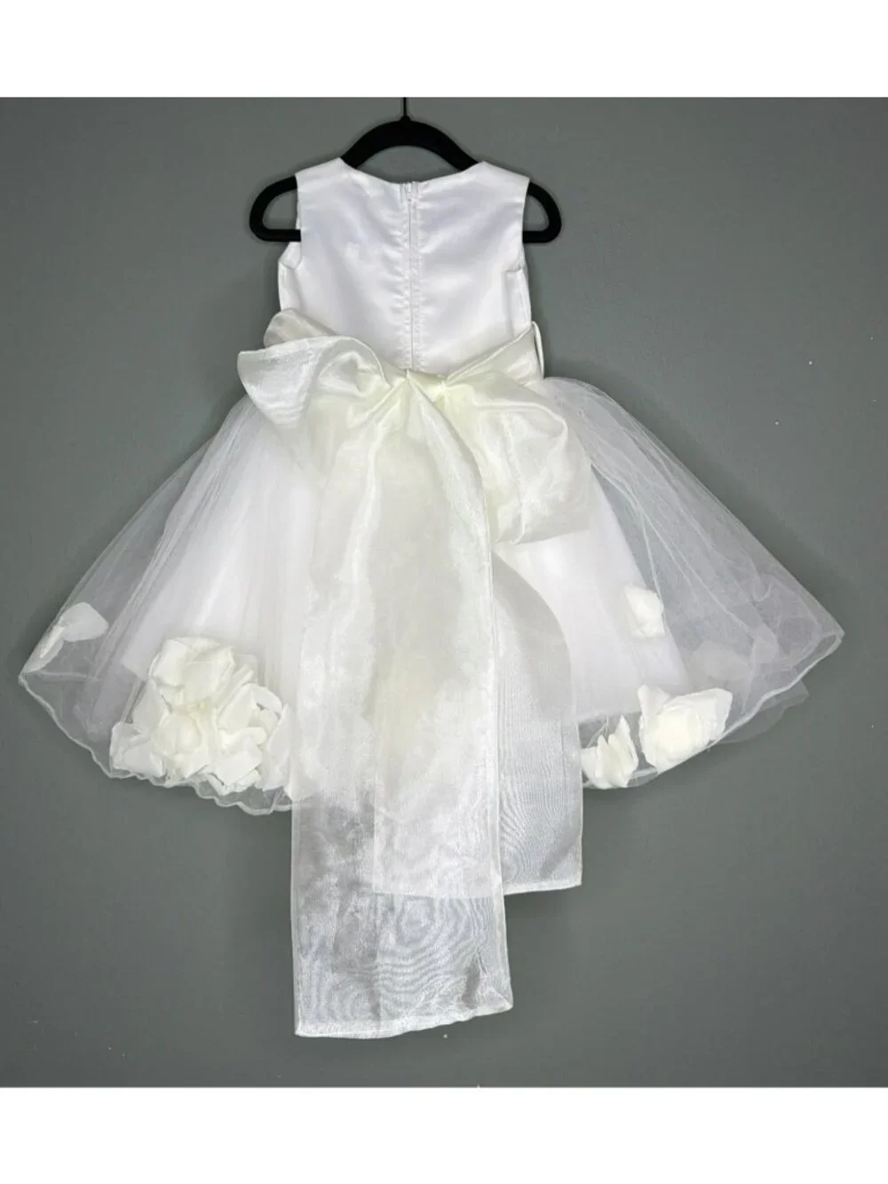 Joy Kids Little Girls Toddler 2 Flower Girl Princess Ivory Satin Sash Flower Pet
